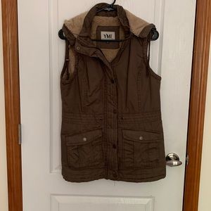 Hooded fleece lined vest